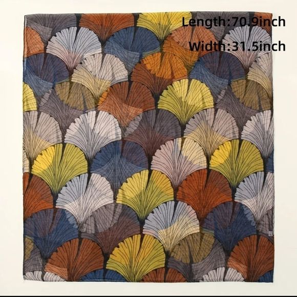Large ginkgo biloba leaf colorful scarf - Picture 3 of 4